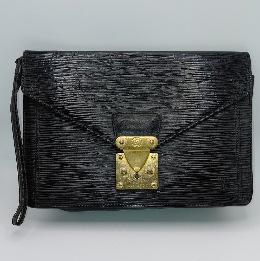 Louis Vuitton Black Epi Leather Sellier Dragonne Clutch Bag Vintage!